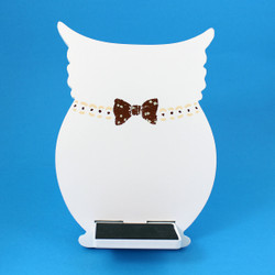 Owl Tablet / iPad Holder Wood Stand White