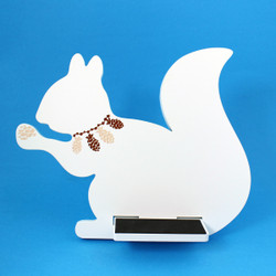 Squirrel Tablet / iPad Holder Wood Stand White