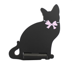 Cat Cell Phone Holder Wood Stand Black
