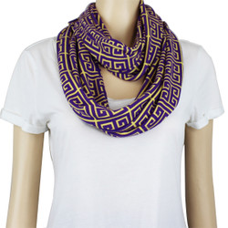 Tribal Pattern Jersey Knit Infinity Scarf Purple