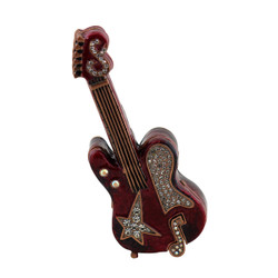 Red Guitar Trinket Box Bejeweled