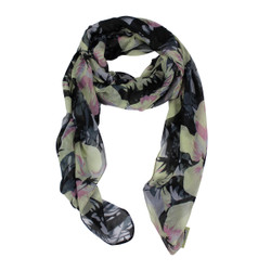 Tropical Flowers Large Scarf Black and Pink