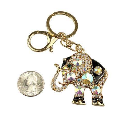 Sacred Elegant Elephant Purse Charm Keychain Opal White
