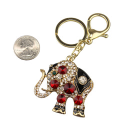 Sacred Elegant Elephant Purse Charm Keychain Red