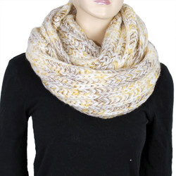 Chunky Knitted Infinity Scarf Blended Pastel Color Yellow