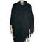 Cowl Neck Crocheted Poncho with Sequins Black