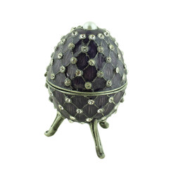 Purple Egg Trinket Box with Pearl and Crystals