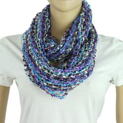 Confetti Infinity Scarf Black Blue and Purple