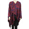 Tribal Arrows Open Front Fringed Ruana Wrap Burgundy and Navy