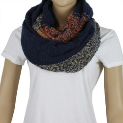 Soft Woven Plaid Infinity Scarf Navy