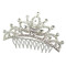 Rhinestone Flower Tiara Comb Silver