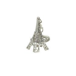 Rhinestone Eiffel Tower Key Chain Silver
