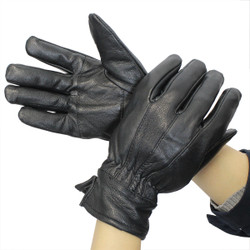 Womens Insulated Black Leather Gloves Medium