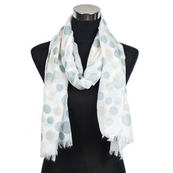 Pastel Polka Dot Viscose Scarf Beige