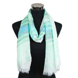 Pastel Aztec Viscose Scarf Mint