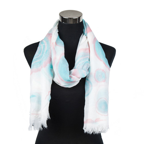 Pastel Circles Design Viscose Scarf Mint