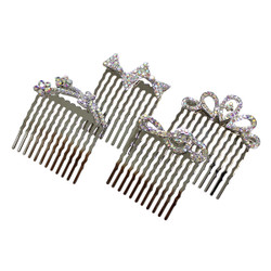 Rhinestone Assorted Set of Mini Hair Combs Silver