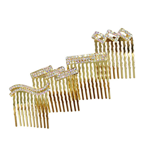 Rhinestone Assorted Set of Mini Hair Combs Gold