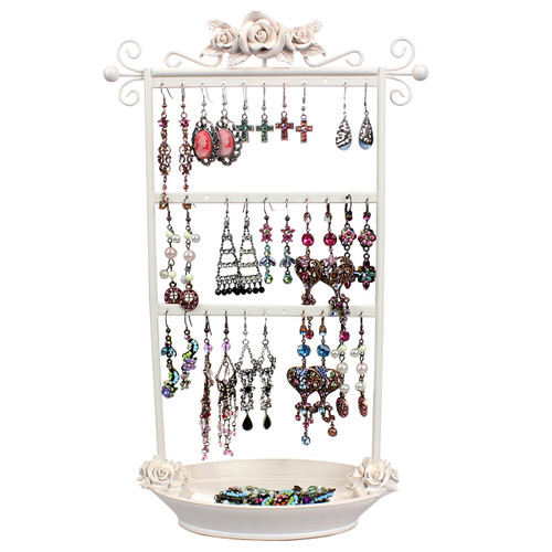 Ivory Rose Earring Rack with Tray