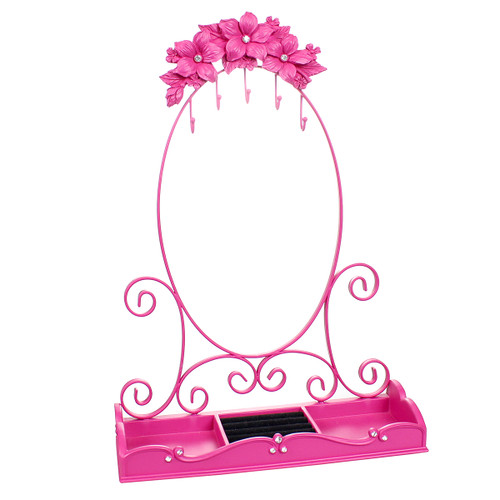 Hot Pink Flower Jewelry Rack with Tray