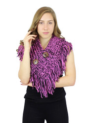 Cable Knit Button Collar Scarf Black/Pink