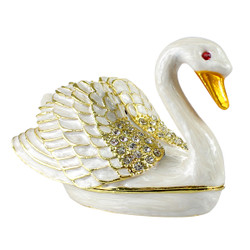 Details about   Crowned Pearl Swan Trinket Box Pink Feather Gold Tone Jewelry Ring Storage Gift 