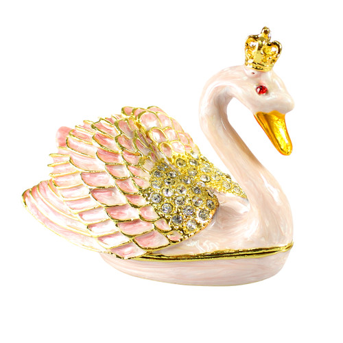 Crowned Pearl Swan Trinket Box