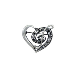 Heart and Music Note Brooch