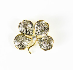 Bridal Rhinestone Lucky Shamrock Brooch