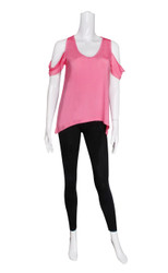 Pink Cold Shoulder Short Sleeve Top (S/M)