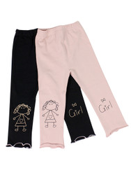 Ultra Soft KidsCotton Capri Cute Girl 2 Pack Pink/Black 2T