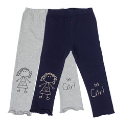 Ultra Soft KidsCotton Capri Cute Girl 2 Pack Grey/Navy 2T