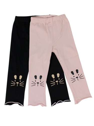 Ultra Soft KidsCotton Capri Kitty 2 Pack Pink/Black 18M
