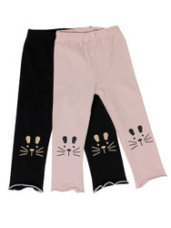Ultra Soft KidsCotton Capri Kitty 2 Pack Pink/Black 3T