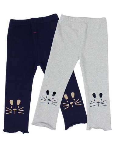 Ultra Soft KidsCotton Capri Kitty 2 Pack Grey/Navy 18M