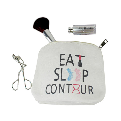 Eat Sleep Contour Canvas Makeup Bag