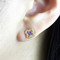 Cubic Zirconia Flower Stud Earrings Silver Post Lavender