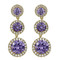 Cubic Zirconia Three Tier Circle Dangle Earrings Silver Post Lavender