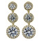 Cubic Zirconia Three Tier Circle Dangle Earrings Silver Post Gold