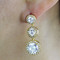 Cubic Zirconia Three Tier Circle Dangle Earrings Silver Post Gold