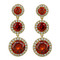 Cubic Zirconia Three Tier Circle Dangle Earrings Silver Post Red