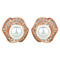 Cubic Zirconia Rose Studs and Faux Pearl Rose Gold