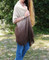 Short Sleeve Knitted Long Cardigan with Tassels Ombre Beige Brown