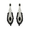 Peacock Feather Chandelier Earrings Cubic Zirconia and Rhinestones Black