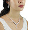 Victorian Style Cubic Zirconia Necklace Earrings Set Silver