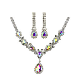 Victorian Style Cubic Zirconia Necklace Earrings Set AB