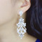 Cubic Zirconia Victorian Teardrop Earrings Clear Crystals 3 Inches