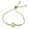 Cubic Zirconia and Faux Pearl Flower Slider Bracelet Gold