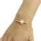 Cubic Zirconia and Faux Pearl Flower Slider Bracelet Gold