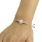 Cubic Zirconia and Faux Pearl Flower Slider Bracelet Silver